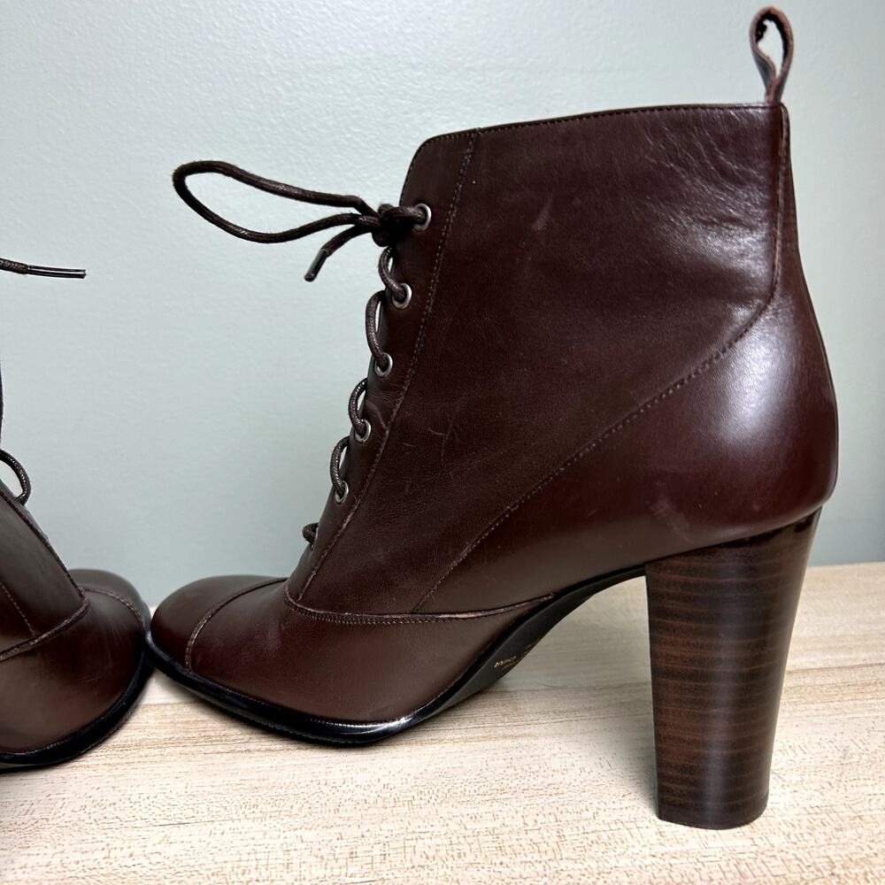 Apostrophe Tootsie Heeled Ankle Booties Brown Leather Victorian Style Shoes 8.5 - Picture 9 of 12